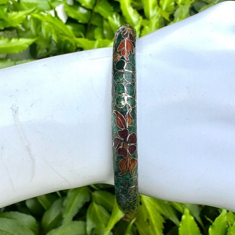 Cloisonné vintage round floral bracelet